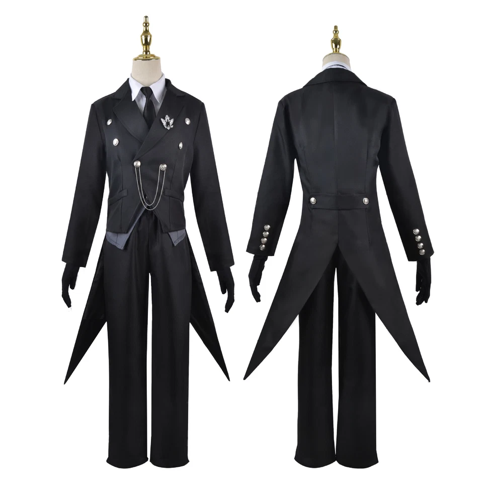 Anime Black Butler Kuroshitsuji Sebastian Michaelis Tuxedo Cosplay Costume Suit - Image 3 of 4