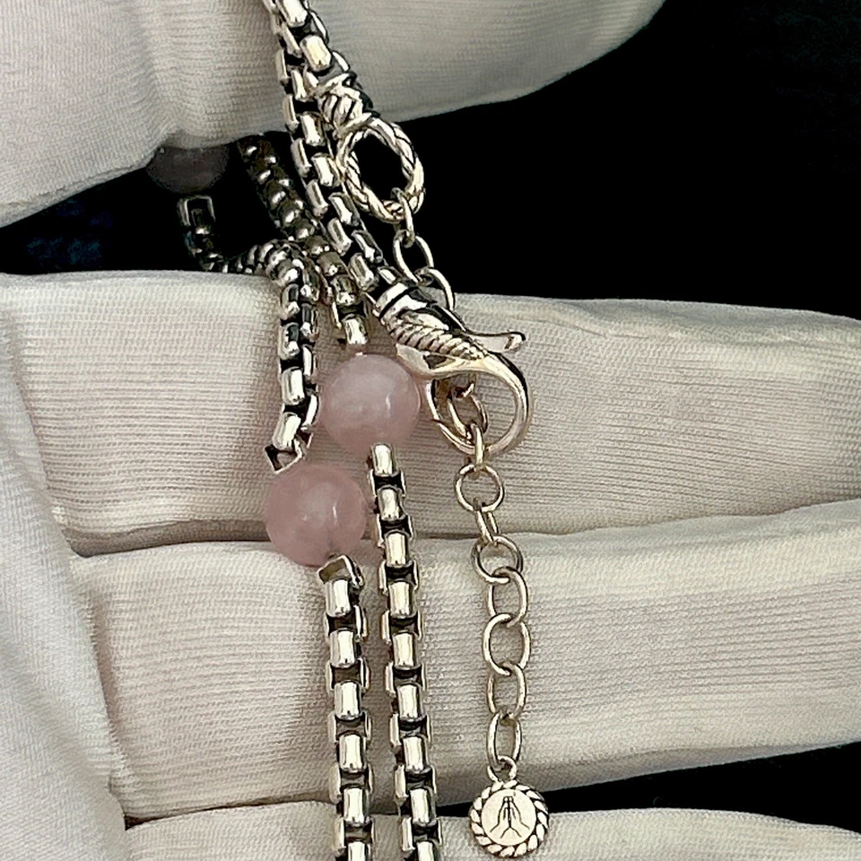 COLLAR CADENA CAJA CUARZO ROSA 925 PLATA ESTERLINA JAI JOHN HARDY NUEVO Foto 3 de 4