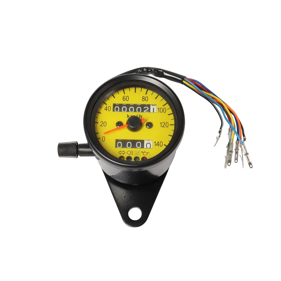 Dual Odometer Motorcycle Retro LED Backlight KM/H Speedometer Gauge Universal   - Image 4 of 4