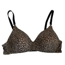 34B Warner's Bra Black Brown Animal Print Elements Of Bliss Soft Cup Wireless
