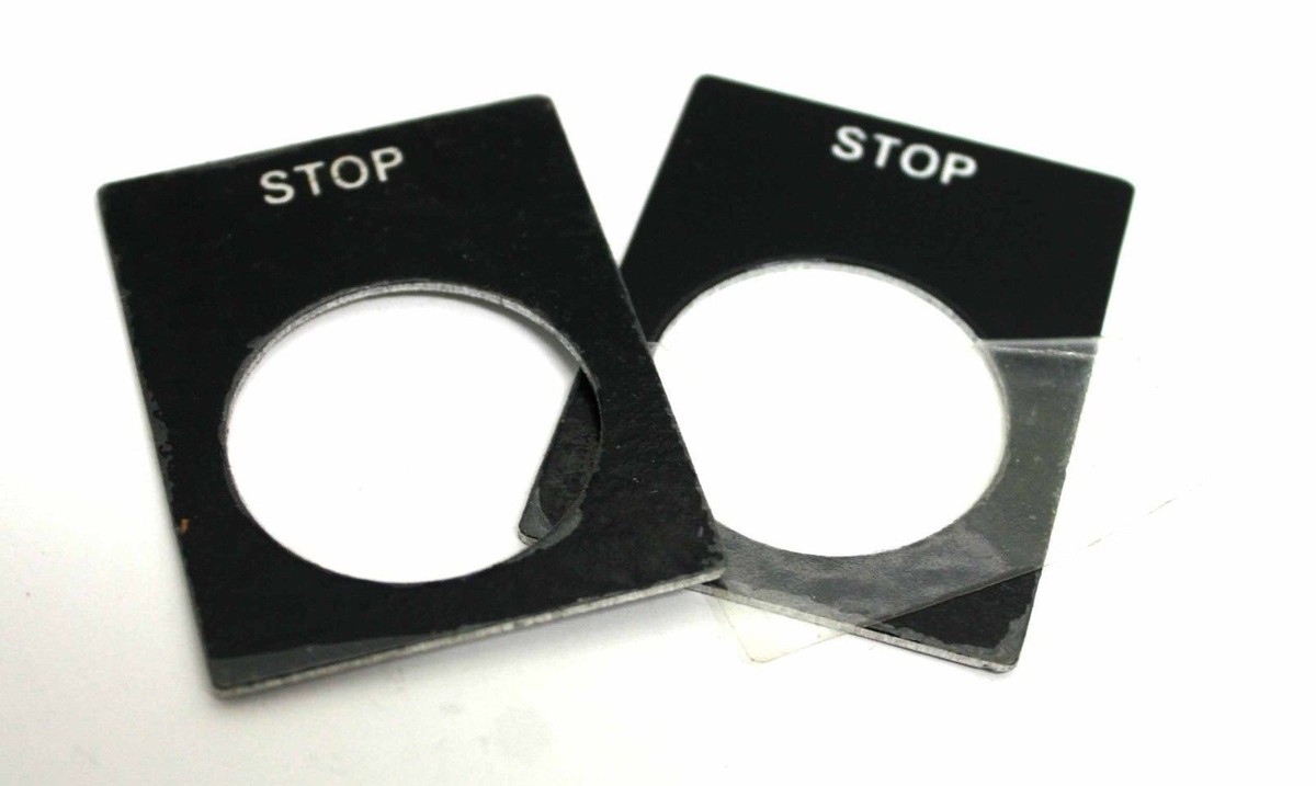 STOP Legend Plate Aluminum Label 22.5 mm 0.886