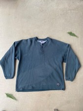 Made in USA Vintage Russell Green Pullover Quarter Button Sweatshirt 24x28