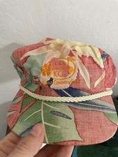 Vintage Kona Country Club Floral Strapback Hat / Cap W/ Rope - Hawaii
