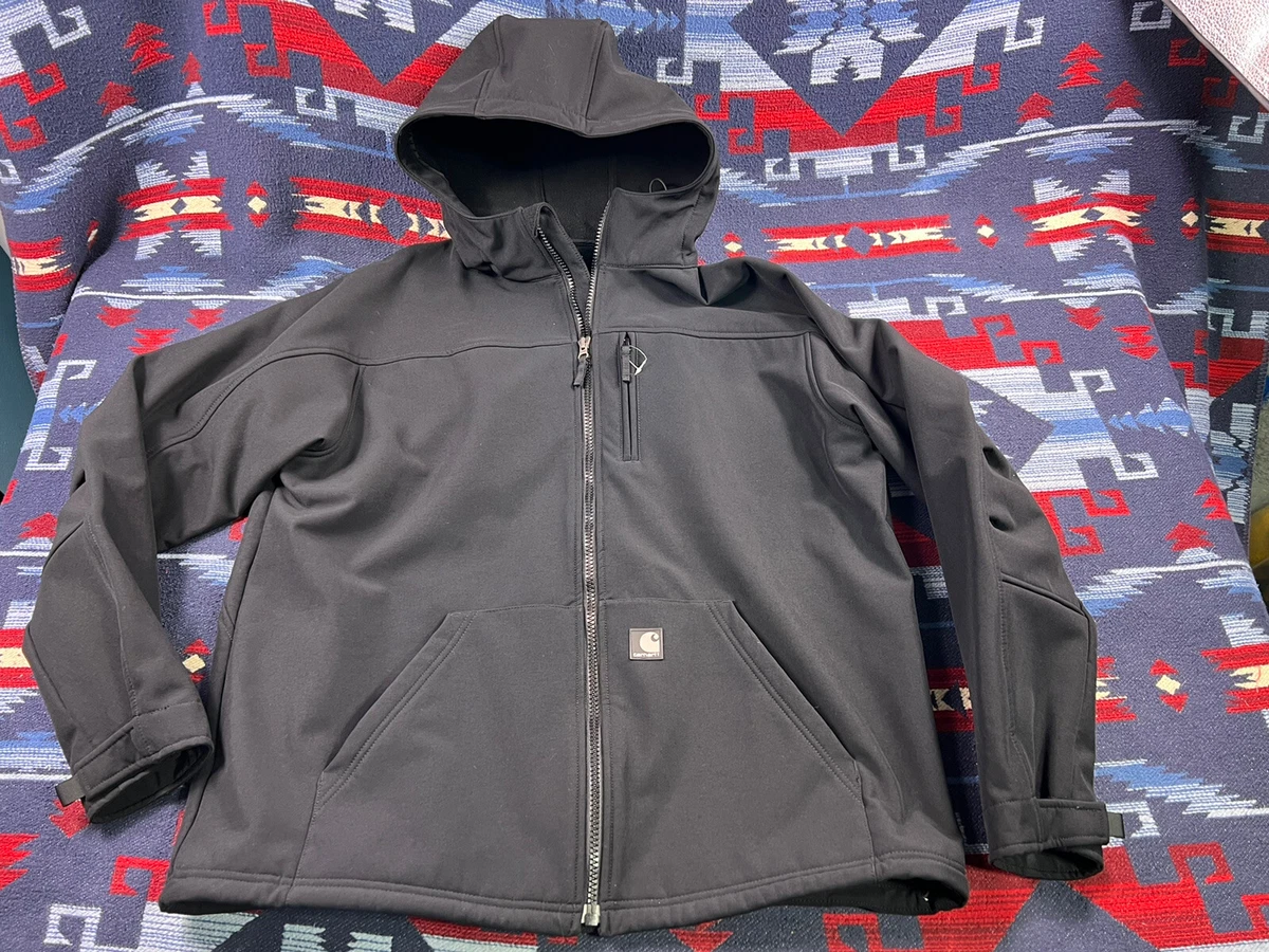 Carhartt Soft Shell Active Windstopper Rain Defender Hooded Jacket Black XLT