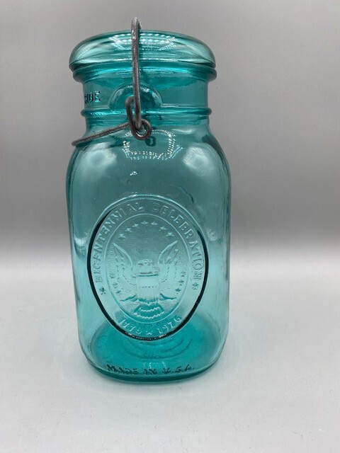 キングダム Vtg Ball Ideal A10 Aqua Blue Mason Bicentennial Qt Jar Bale, Lid