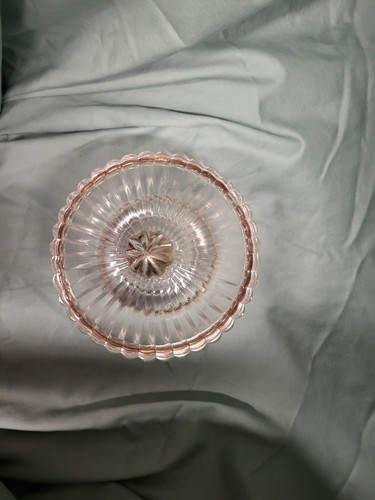 Vintage Jeanette Glass Footed Candy Dish w/Lid National Gold Accents Pattern - Picture 3 of 3