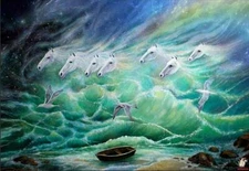 Large oil painting landscape-tsunami on canvas handmade modern art Wall Deco 36"