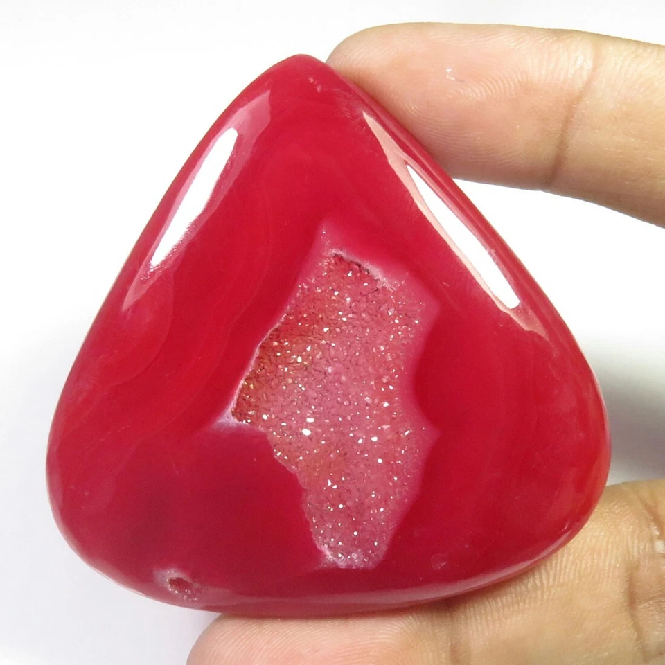 Geoda de ónix natural Druzy Cabs 53x53 mm ónix rojo ágata corazón gemas 131 cts OND-1273 Foto 4 de 4