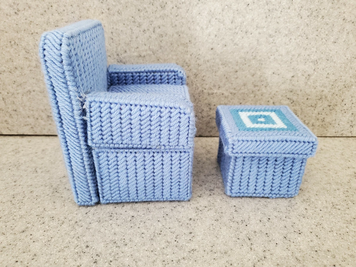 NEW Plastic Canvas Yarn Doll Furniture Chair End Table Storage
