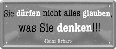  ''Sie dürfen nicht alles glauben was sie denken'' 28x12cm Blechschild