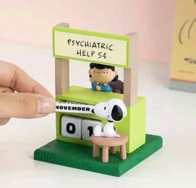 ルーシー スヌーピー フィギュア 万年カレンダー Peanuts Snoopy & Lucy Figure Perpetual Calendar Month Daily Block