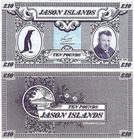 JASON ISLANDS  10 POUNDS 1979 X 1 Pcs PENGUIN UNC MONEY BILL NOTE FALKLAND IS