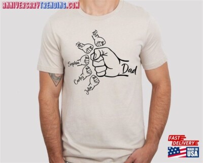 Custom Fist Bump Dad Shirt Shirt With Kids Names Father s Day Gift New Shirt