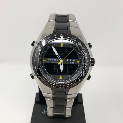 Pulsar Mens Watch Pilot World Time Alarm Chronograph NX14-X001 PM7001 RUNS MIB - Picture 3 of 16