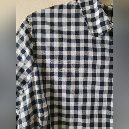J. Camisa clásica Crew azul marino guinga picnic preppy a cuadros con botones XL - Imagen 2 de 7