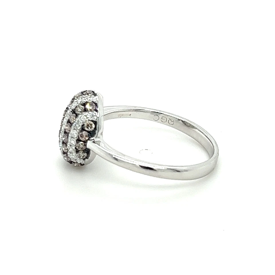 Genuine Champagne/Colorless Diamonds DOME Solid 14K White Gold Ring FREE Sizing - Image 3 of 4