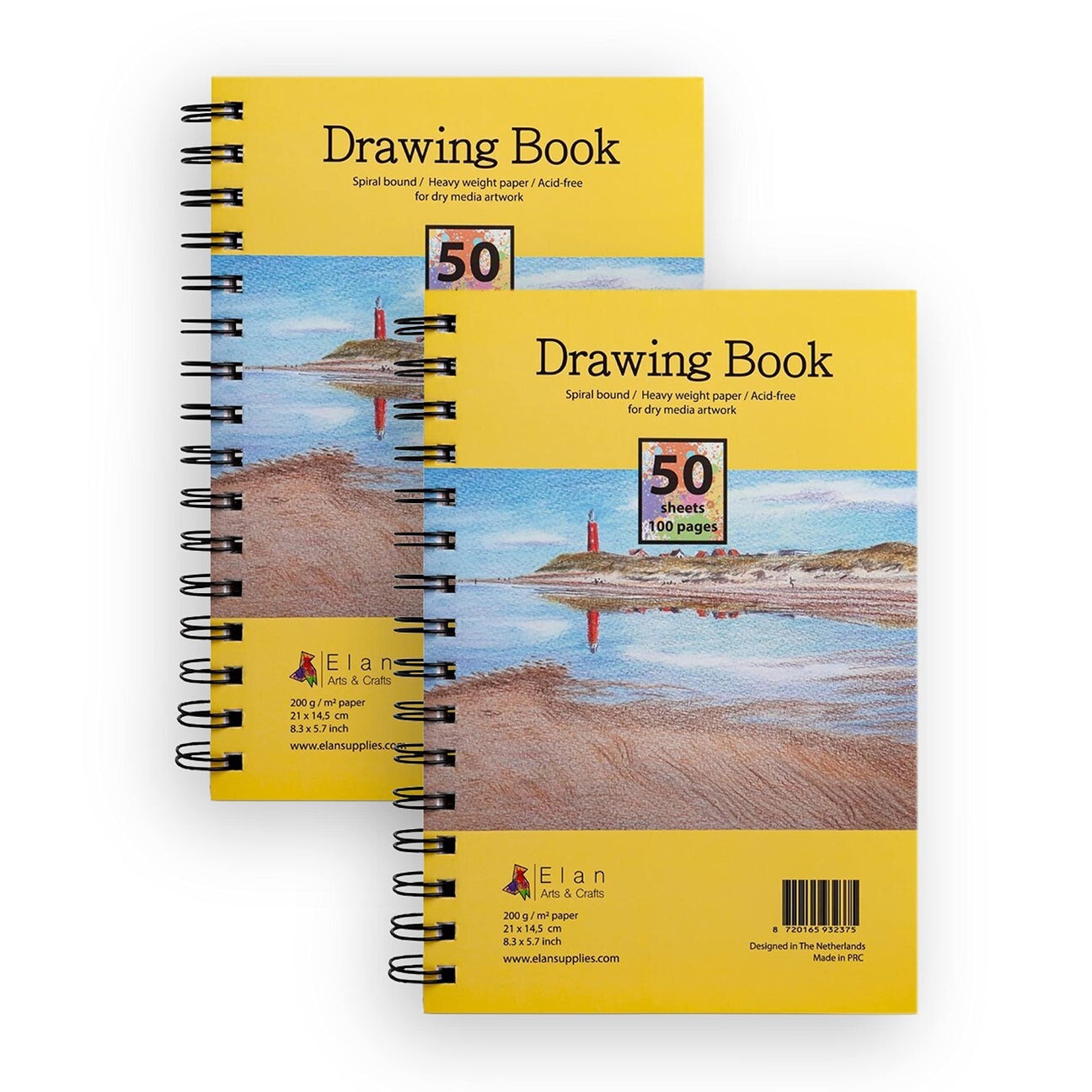 Pack de 2 libros de dibujo, papel 200 g