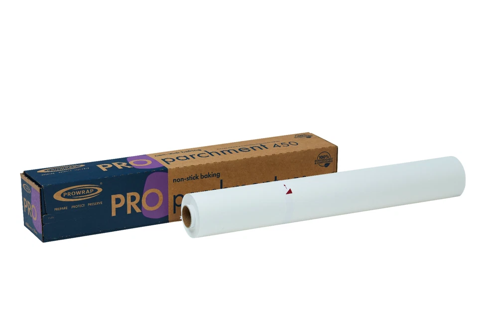 PROWRAP Baking Parchment Cutter Box 450mm x 50m Grease Free - Non Stick 18" wide