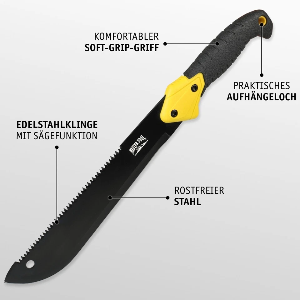 MISTER TOOL Machete Multiuso con Funzione Seghetto, Seghetto Manuale, Ascia da Campeggio e Caccia - Immagine 2 di 4