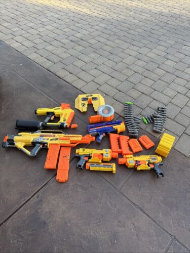 Lot NERF Guns Stampede ECS N Strike Longshot Magazines Clips Darts