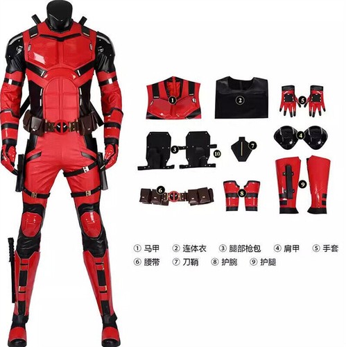 Deadpool 3 Wade Wilson Cosplay Costume Handmade Outfits Jumpsuit Suit Halloween - Picture 24 of 25