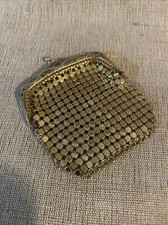 Vintage Gold Mesh Coin Purse 3" Hand engraved