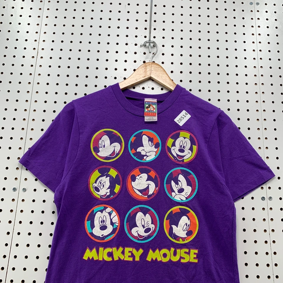 Vintage 80s Mickey For Kids Stuff Shirt  Purple Single Stitch Youth 14/16 18X22 - Image 2 of 4