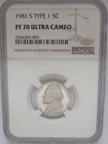 1981-S T1 JEFFERSON NICKEL NGC PF70 ULTRA CAMEO = RARE & SCARCE! - Picture 1 of 7
