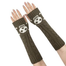 Fingerless Skeleton Long Gloves for Women Men Knitted Arm Warmer Dark Grey