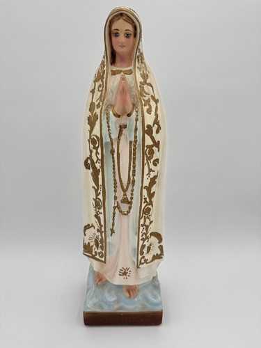 Statuaria cattolica vintage 18,5" C.S.C. Statua Nostra Signora di Fatima in gesso