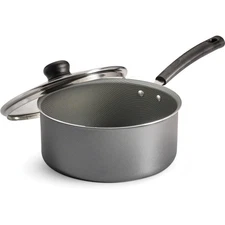 PrimaWare 3 Quart Non-Stick Steel Gray Covered Sauce Pan