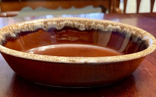 Hull H.P. Co Oven Proof Oval Casserole Serving Dish Brown Drip Pottery USA
