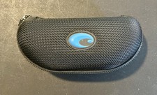 Costa Del Mar Sunglasses Hard Zip Up ClamShell CASE ONLY Black w/ Blue Logo
