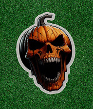Halloween scary pumpkin head 100 waterproof sticker decal - several sizes