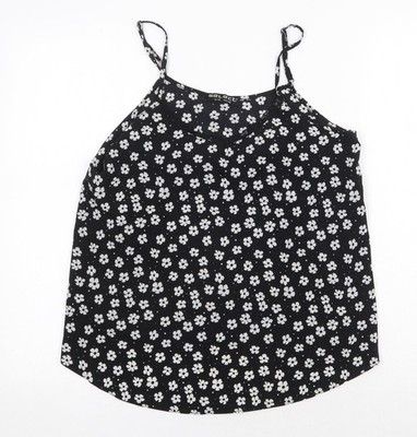 Select Damen schwarz Blumenmuster Polyester Basic Tank Größe 12 Rundhalsausschnitt