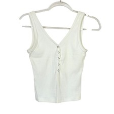 Abercrombie  Fitch White Ribbed Knit Crop Tank Top Snap Front Womens Small