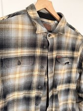 Orvis Heavy Weight Flannel Shirt Mens Size XL Black Tan Winter Warm
