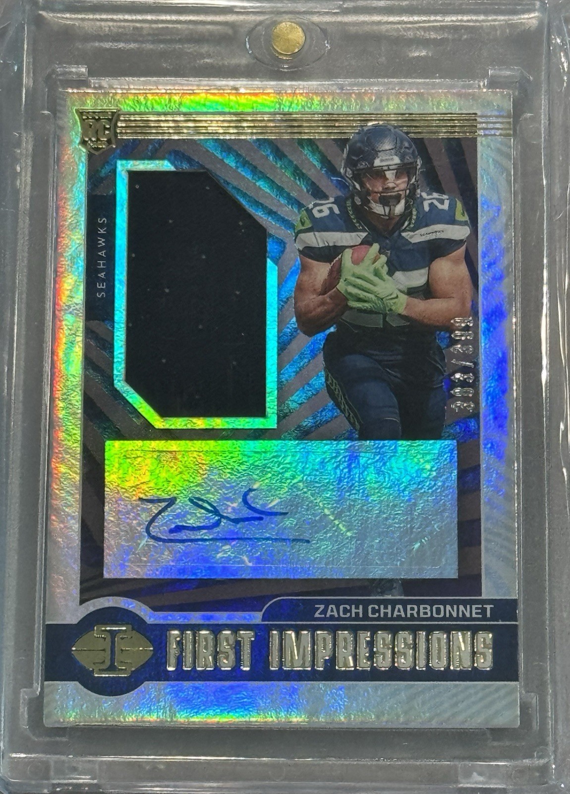 2023 Panini Illusions Zach Charbonnet #140 First Impressions Patch Auto /399 RC