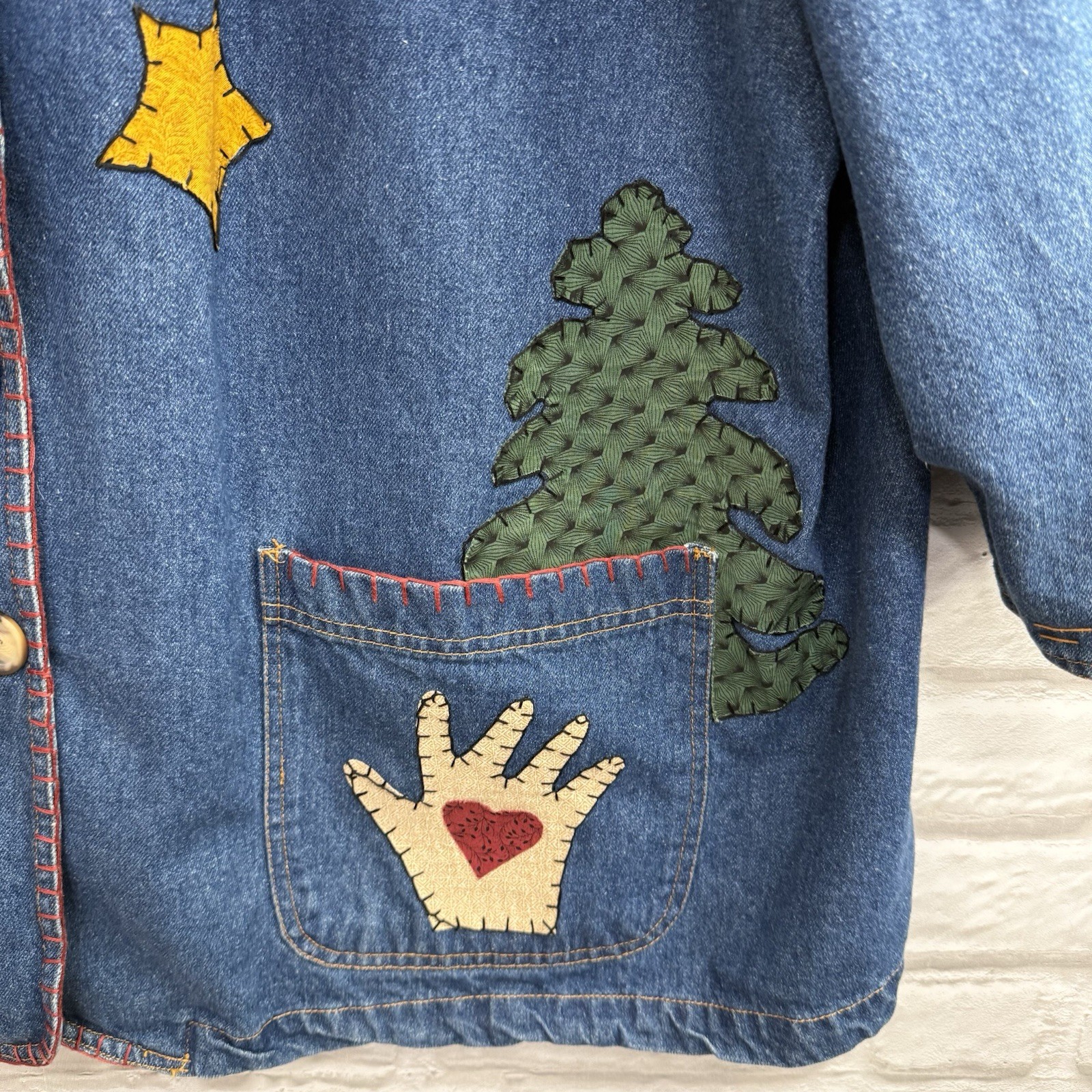 VINTAGE 80s Gitano Denim Patchwork embroidered Bl… - image 7