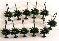 Palm Tree Shower Curtain Hooks Set of 11 Tropical Paradise Beach House Ocean