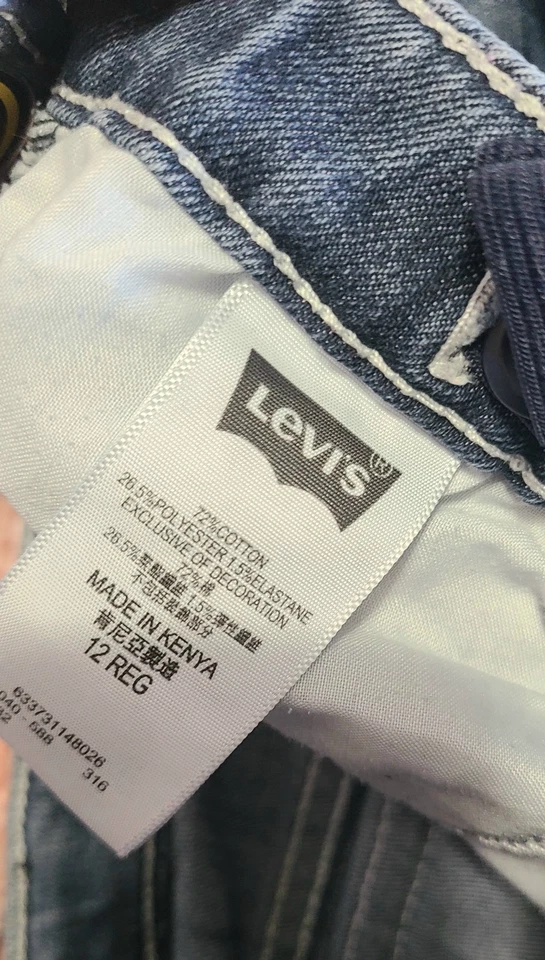 Jeans Levis para niñas talla 12 cintura ajustable agujero en rodilla corte bota Foto 2 de 4