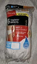 NEW SEALED Hanes Men's Size Medium White Cotton Tagless Full Rise Briefs 6 Pk