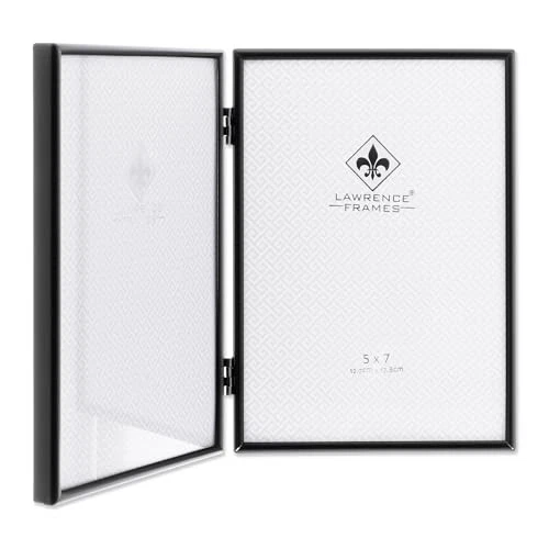 Marco de fotos de metal negro 5x7 montaje vertical o en pared diseño elegante con terciopelo... Foto 3 de 4