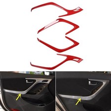 For Hyundai Elantra Avante 2012-2016 Abs Red Carbon Fiber Interior Door Stickers