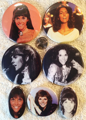 Karen Carpenter PIN BUTTON LOT Live Photo The Carpenters Band Rare Oval Style