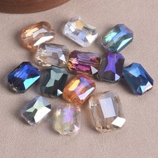 Rectangle Faceted Crystal Glass 12x9mm 14x10mm 18x13mm Beads For Jewelry Making