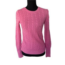 GAP Womens Pink Cable Knit Angora Blend Crewneck Sweater Size S Preppy Tennis
