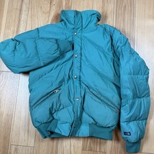 VTG North Face Down Puffer Jacket Mens Large Green Button USA Made