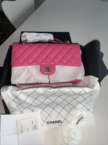 22K CHANEL Medium Classic Rose Pink Caviar Double Flap Bag LGHW new/receipt