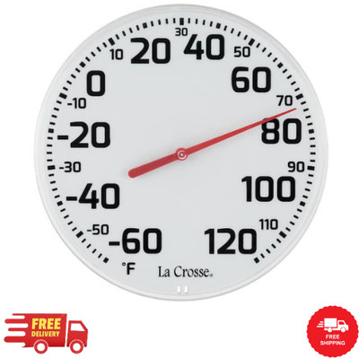 Large Outdoor Indoor Thermometer Easy Read Analog Display Weather Resistant